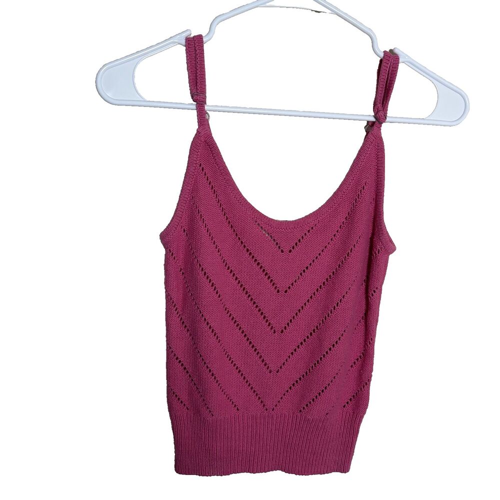 Roxy Sweater Tank Top Women's Small Pink Knit Sleeveless Cropped Pullover